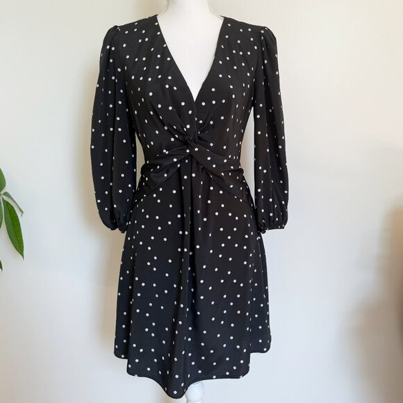 River Island Black Polka Dot Dress – Silky & Flattering Fit - Picture 1 of 10